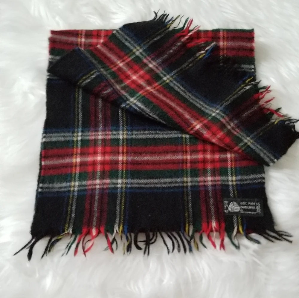 Mens Lambswool Red Black Tartan Plaid Scarf